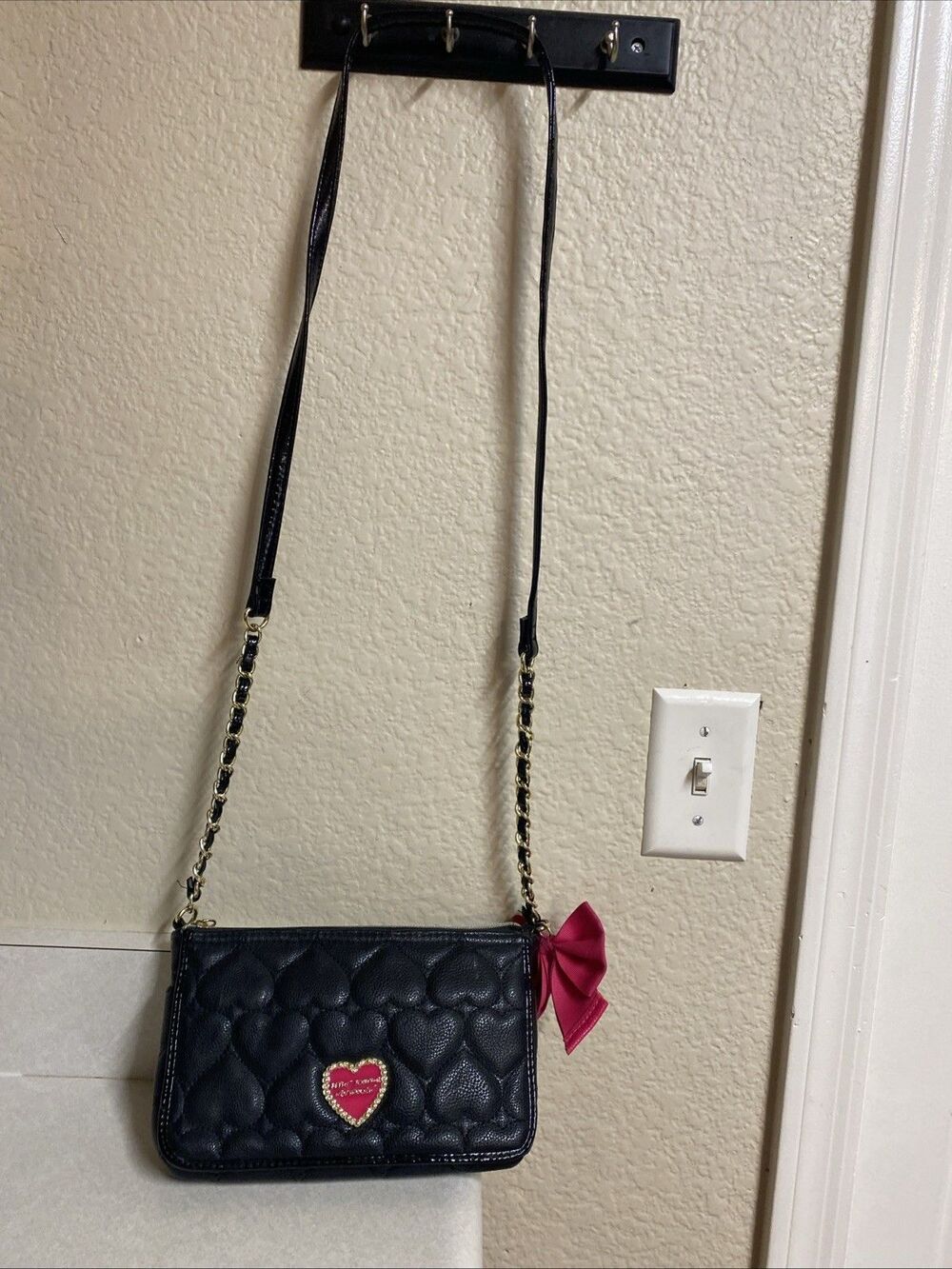Betsy Johnson Quilted Heart Crossbody Bag